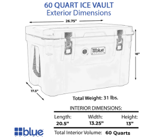 Blue Cooler 60Q Ice Vault Signature Blue